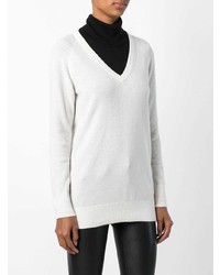 Женский белый свитер с v-образным вырезом от Equipment