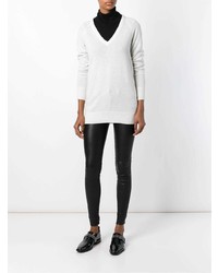 Женский белый свитер с v-образным вырезом от Equipment