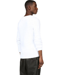 Мужской белый свитер с v-образным вырезом от Maison Martin Margiela