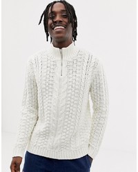 Мужской белый свитер с воротником на молнии от ASOS DESIGN