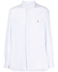 Мужской белый свитер с воротником поло в клетку от Polo Ralph Lauren