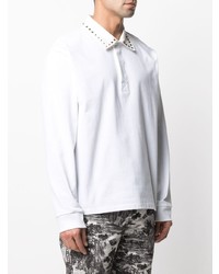 Мужской белый свитер с воротником поло с украшением от Valentino