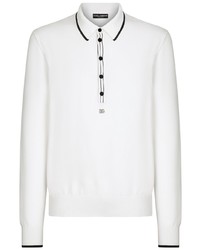 Мужской белый свитер с воротником поло от Dolce & Gabbana