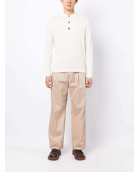 Мужской белый свитер с воротником поло от N.Peal