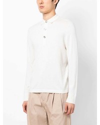 Мужской белый свитер с воротником поло от N.Peal