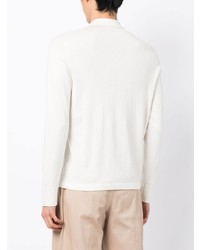 Мужской белый свитер с воротником поло от N.Peal