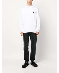 Мужской белый свитер с воротником поло от BOSS