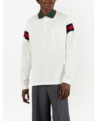 Мужской белый свитер с воротником поло от Gucci