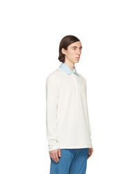 Мужской белый свитер с воротником поло от Lanvin