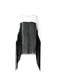 Женский белый свитер с круглым вырезом c бахромой от MM6 MAISON MARGIELA