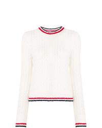 Женский белый свитер с круглым вырезом букле от Thom Browne