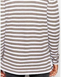 Мужской белый свитер с круглым вырезом в горизонтальную полоску от Asos