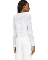 Женский белый свитер с круглым вырезом в горизонтальную полоску от Calvin Klein Collection