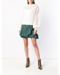 Женский белый свитер с круглым вырезом в сеточку от Zimmermann