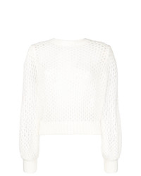 Женский белый свитер с круглым вырезом в сеточку от Zimmermann