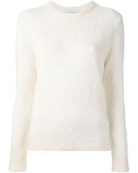 Белый свитер с круглым вырезом из мохера
