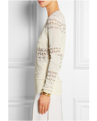Женский белый свитер с круглым вырезом крючком от Agnona