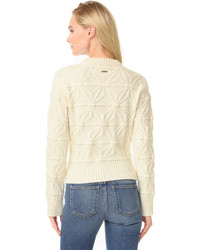 Женский белый свитер с круглым вырезом с геометрическим рисунком от Dsquared2