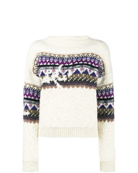 Женский белый свитер с круглым вырезом с жаккардовым узором от Isabel Marant Etoile