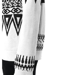 Мужской белый свитер с круглым вырезом с жаккардовым узором от Opening Ceremony