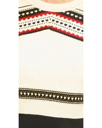 Женский белый свитер с круглым вырезом с жаккардовым узором от Torn By Ronny Kobo
