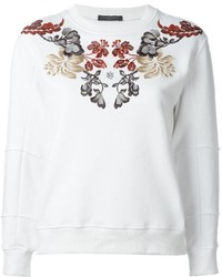 Женский белый свитер с круглым вырезом с принтом от Alexander McQueen