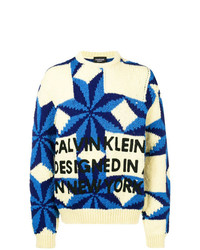 Мужской белый свитер с круглым вырезом с принтом от Calvin Klein 205W39nyc
