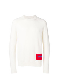 Мужской белый свитер с круглым вырезом с принтом от Calvin Klein Jeans