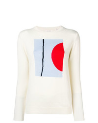 Женский белый свитер с круглым вырезом с принтом от Chinti & Parker