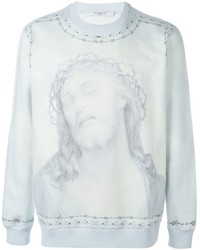 Мужской белый свитер с круглым вырезом с принтом от Givenchy