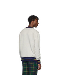 Мужской белый свитер с круглым вырезом с принтом от Aimé Leon Dore