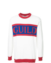 Мужской белый свитер с круглым вырезом с принтом от GUILD PRIME