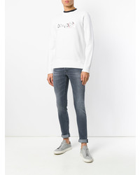 Мужской белый свитер с круглым вырезом с принтом от Dondup