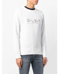 Мужской белый свитер с круглым вырезом с принтом от Dondup