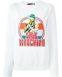 Женский белый свитер с круглым вырезом с принтом от Love Moschino