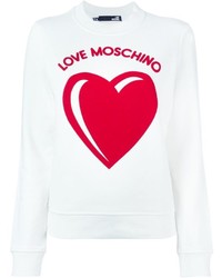 Женский белый свитер с круглым вырезом с принтом от Love Moschino