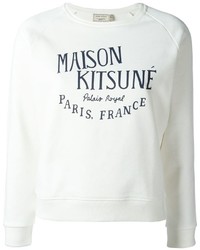 Женский белый свитер с круглым вырезом с принтом от MAISON KITSUNE