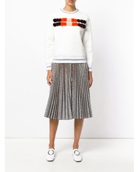 Женский белый свитер с круглым вырезом с принтом от Fendi