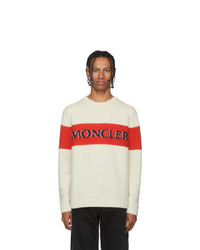 Мужской белый свитер с круглым вырезом с принтом от Moncler Genius