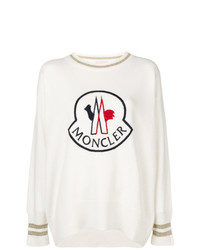 Женский белый свитер с круглым вырезом с принтом от Moncler