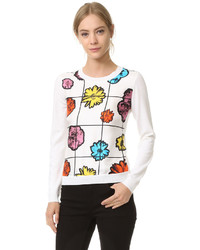 Женский белый свитер с круглым вырезом с принтом от Moschino