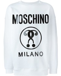 Мужской белый свитер с круглым вырезом с принтом от Moschino