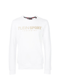 Мужской белый свитер с круглым вырезом с принтом от Plein Sport