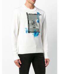 Мужской белый свитер с круглым вырезом с принтом от Versus