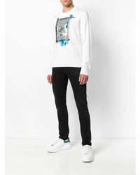 Мужской белый свитер с круглым вырезом с принтом от Versus