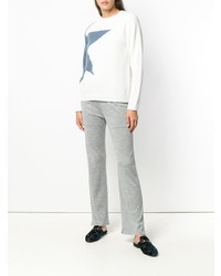 Женский белый свитер с круглым вырезом с принтом от Eleventy