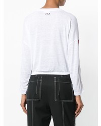 Женский белый свитер с круглым вырезом с принтом от Fila