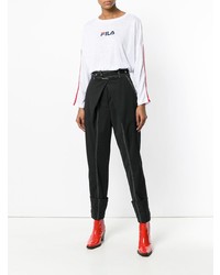 Женский белый свитер с круглым вырезом с принтом от Fila