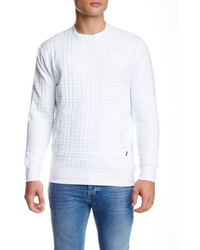 Белый свитер с круглым вырезом с рельефным рисунком
