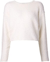 Женский белый свитер с круглым вырезом с рельефным рисунком от Chloé